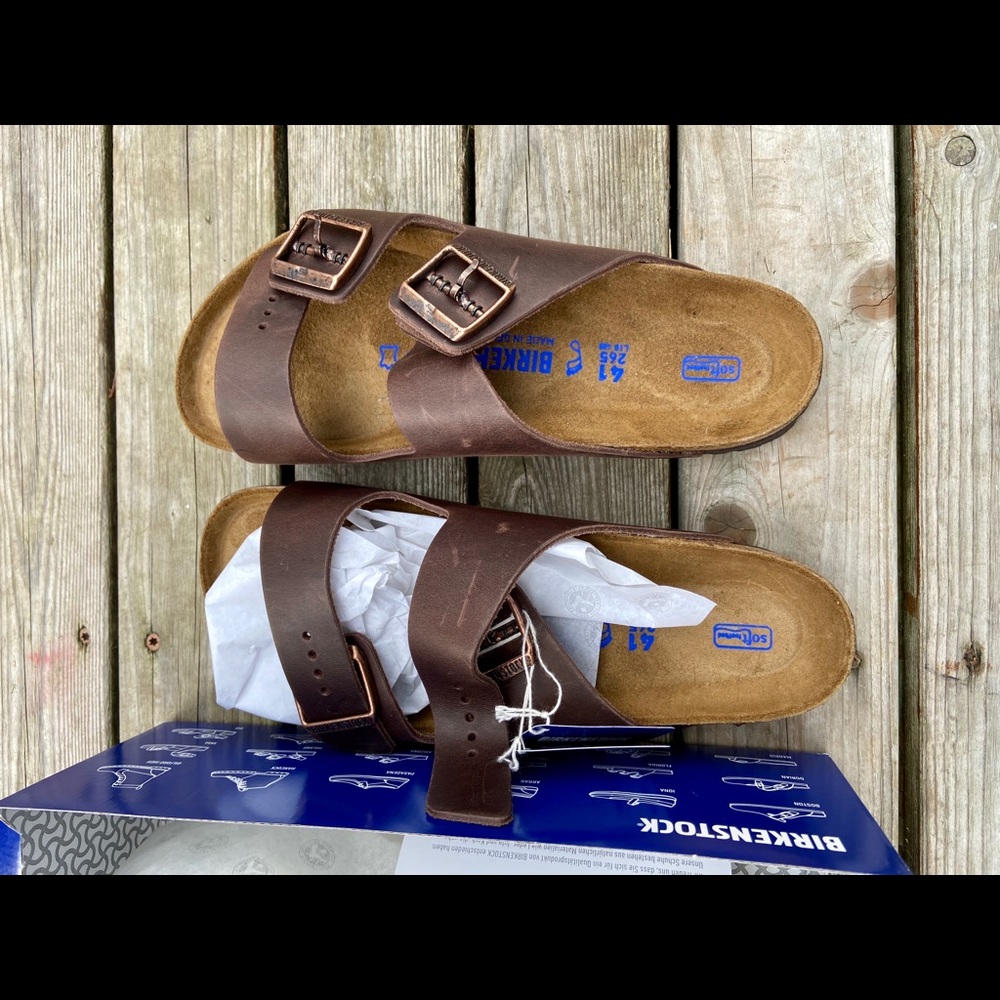 BNIB Men’s Arizona Oiled Leather Habana Sandals